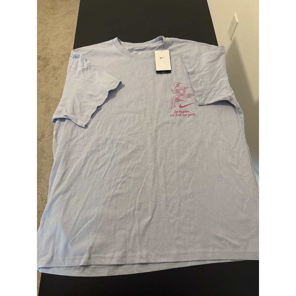 Nike The Nike Tee XL Blue Graphic T-Shirt Rhythm Runners Swoosh Loose Fit NWT